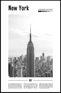 New York City Skyline Monochrome Poster Vintage Wall Art