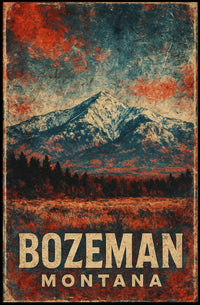 Wanderlust Bozeman Montana Mountain Town Watercolor Scenic Museum Quality Poster