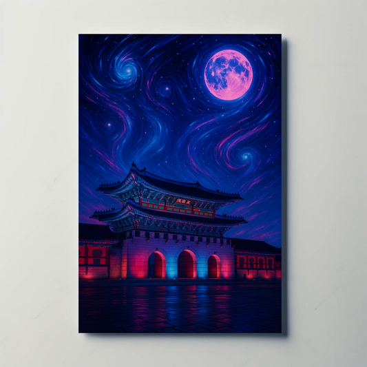 Korean Palace Moonlight Starry Sky Travel Poster