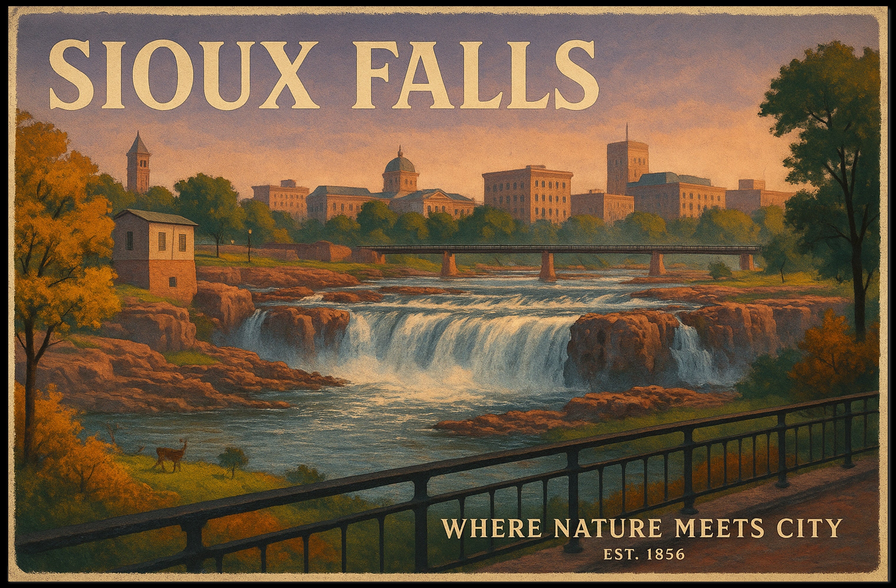 Sioux Falls Nature Meets City Travel Poster