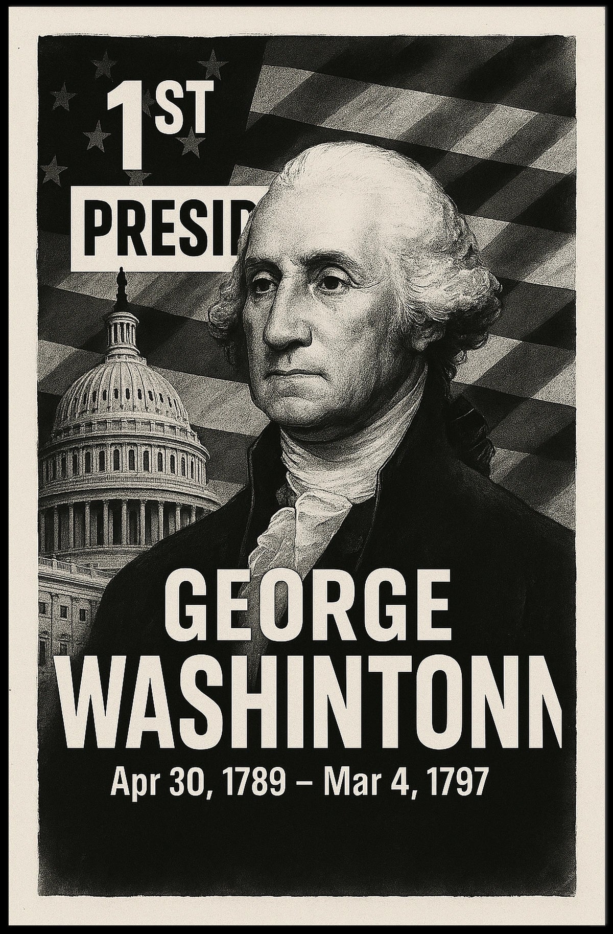 George Washington 1st President of the United States Digital Montaje Poster
