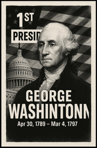 George Washington 1st President of the United States Digital Montaje Poster