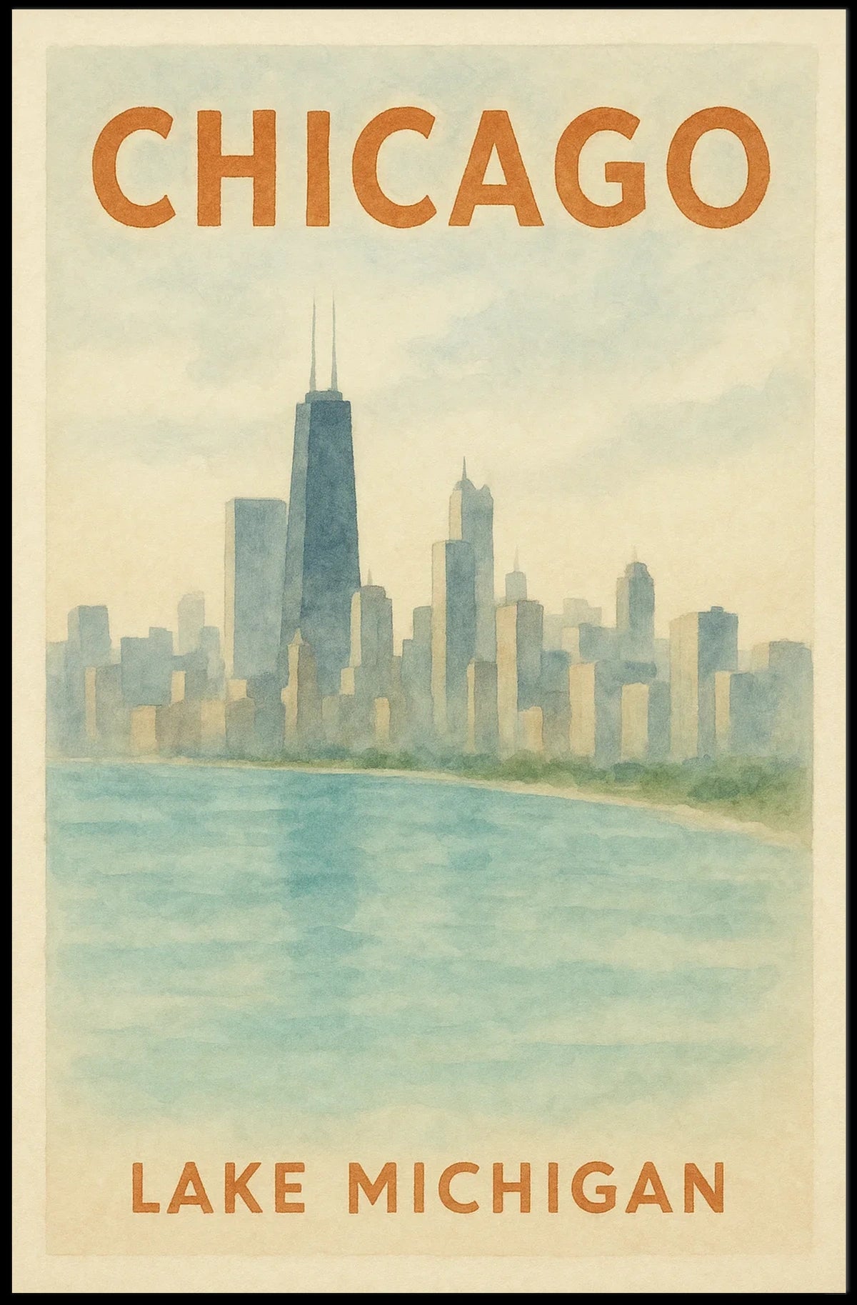 Chicago Skyline and Lake Michigan Poster