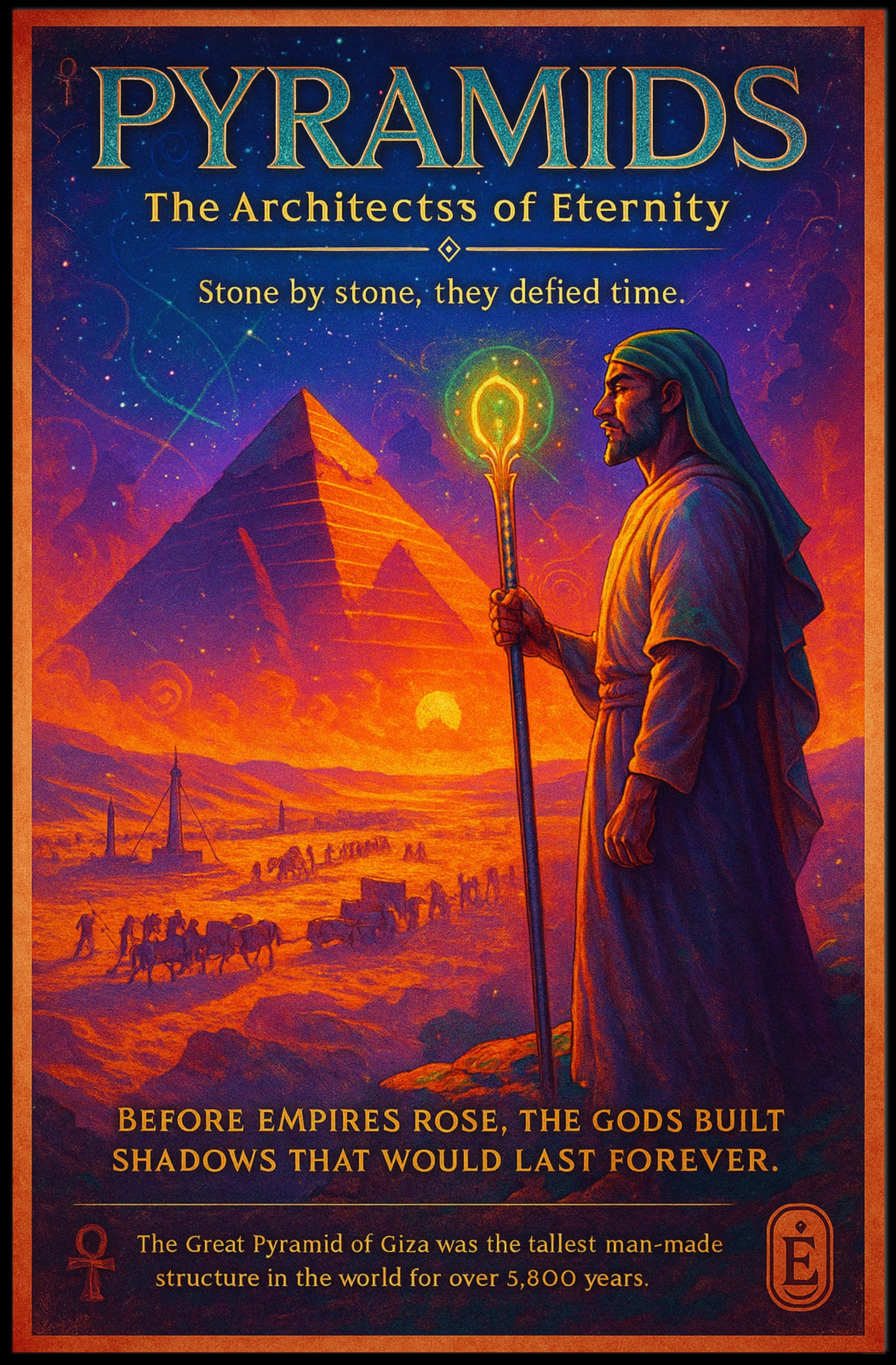 Pyramids of Giza Mystical Vintage Cultural or Heritage Poster