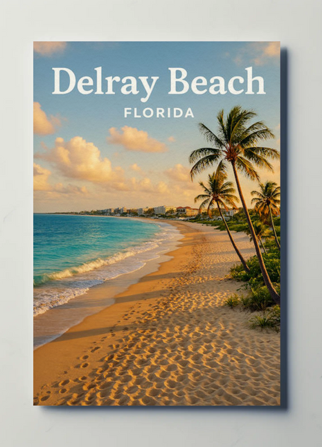 Delray Beach Florida Oceanfront Sand Sunset Travel Poster