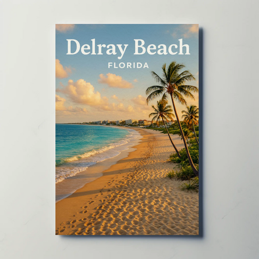 Delray Beach Florida Oceanfront Sand Sunset Travel Poster