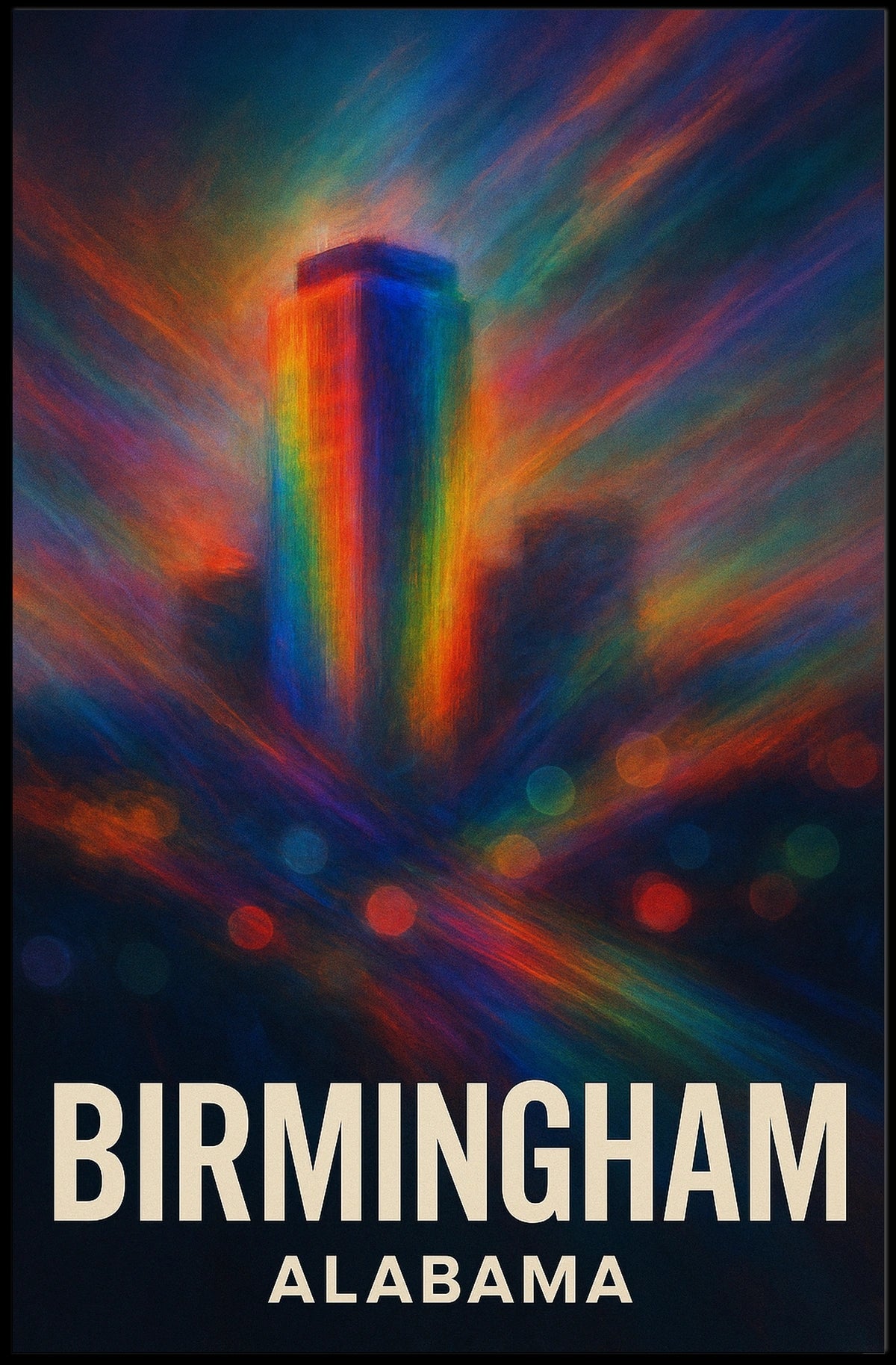 Birmingham Skyline Vibrant Vision Digital Painting Urban Cityscape Travel Inspired Decor Poster