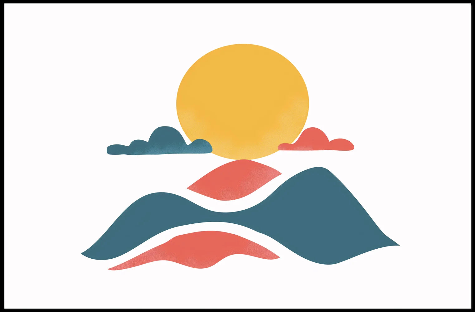 Minimalist Abstract Sun and Landscape Art Poster