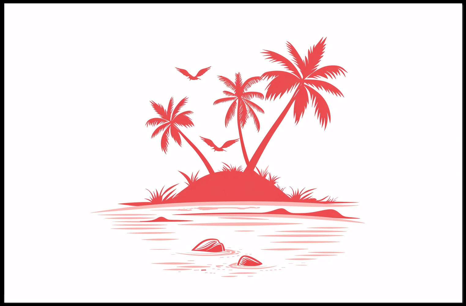 Tropical Island Minimalist Poster: Serene Beach Art Decor