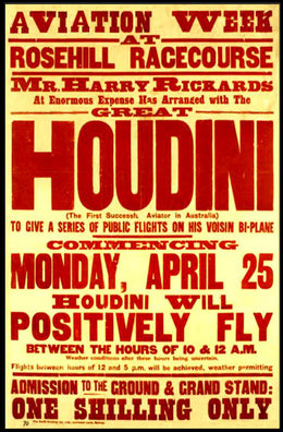 Houdini Aviation Show Vintage Cultural Heritage Poster