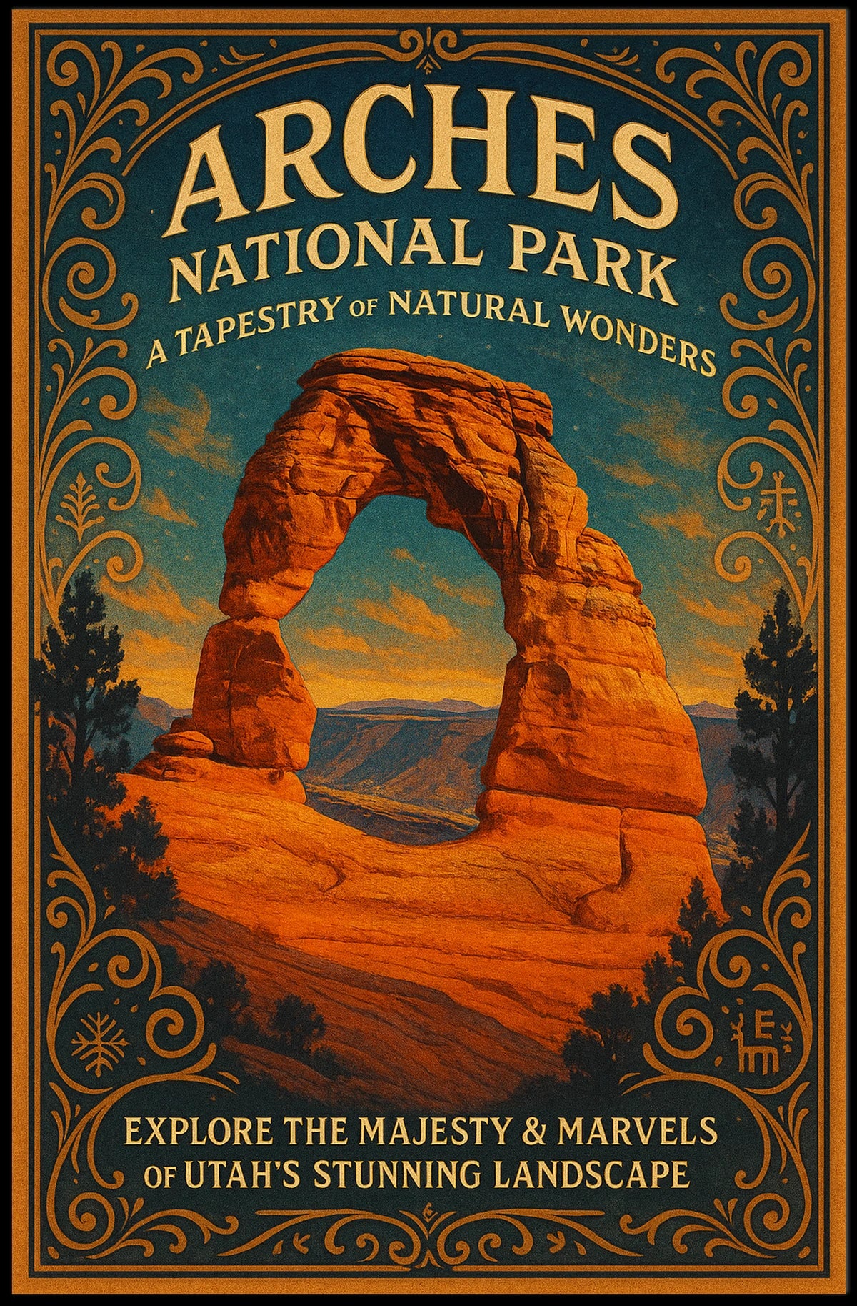Arches National Park Vintage Travel Poster Art