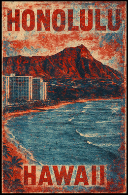 Honolulu Vintage Travel Nostalgia Seekers Art Deco Poster