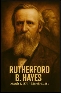 Rutherford B Hayes Poster Vintage Presidential Portrait Print Analog Film Aesthetic Historical Wall Art