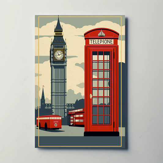 London Red Phone Booth Big Ben Travel Poster