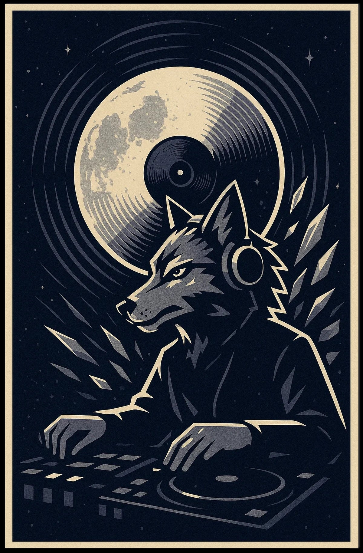 Dj Wolf Under The Moon Poster