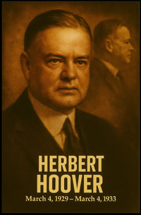 Herbert Hoover Poster Vintage Presidential Portrait Wall Art Analog Film Aesthetic Historical US President Print
