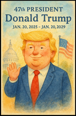 Trump Patriotism Watercolor Inspirational Capitol Dome American Flag Portrait Inspired Decor Collector Poster