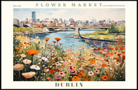 Vibrant Dublin Flower Market Impressionistic Urban or Cityscape Poster
