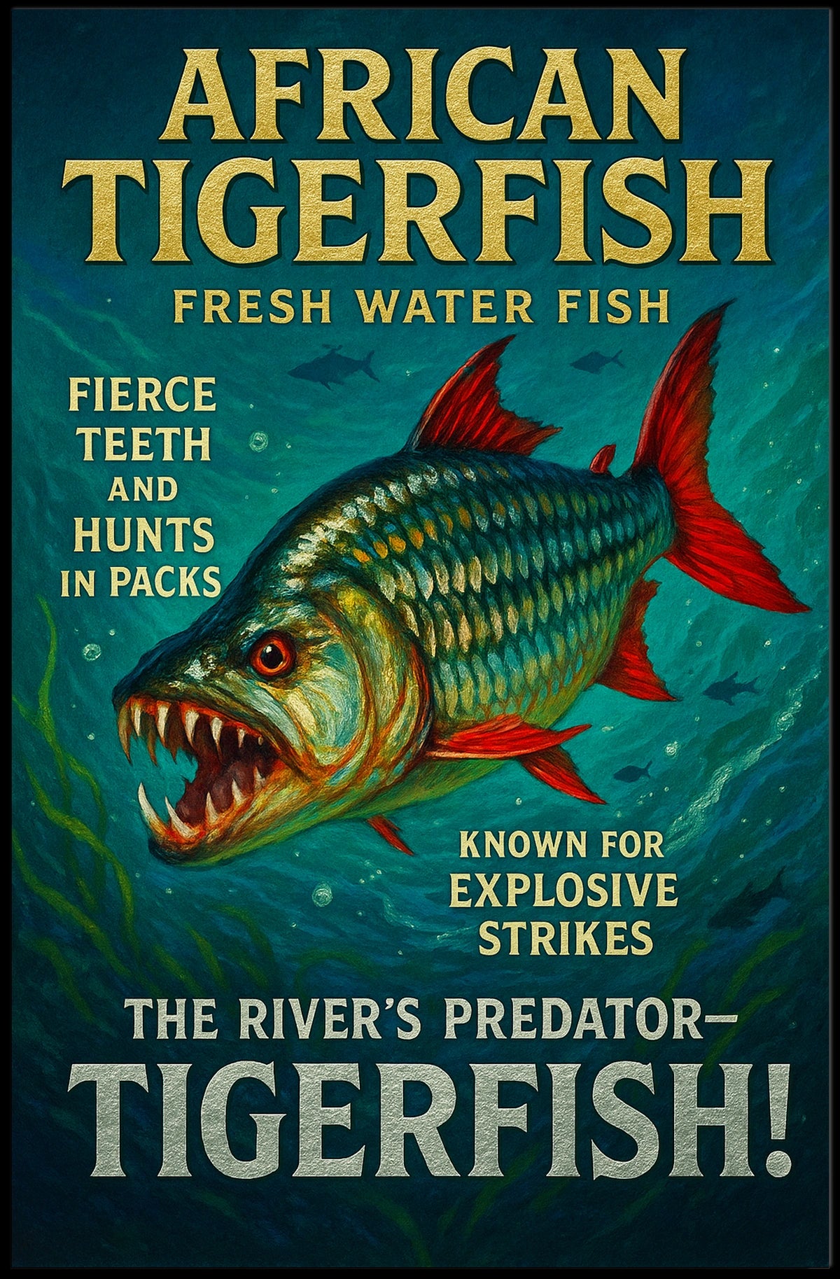African Tigerfish Predator Poster: Bold Underwater Art