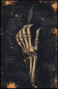 Skeleton Hand with Quill Art Artistic or Pop Culture Poster