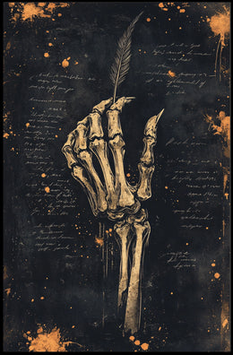 Skeleton Hand with Quill Art Artistic or Pop Culture Poster