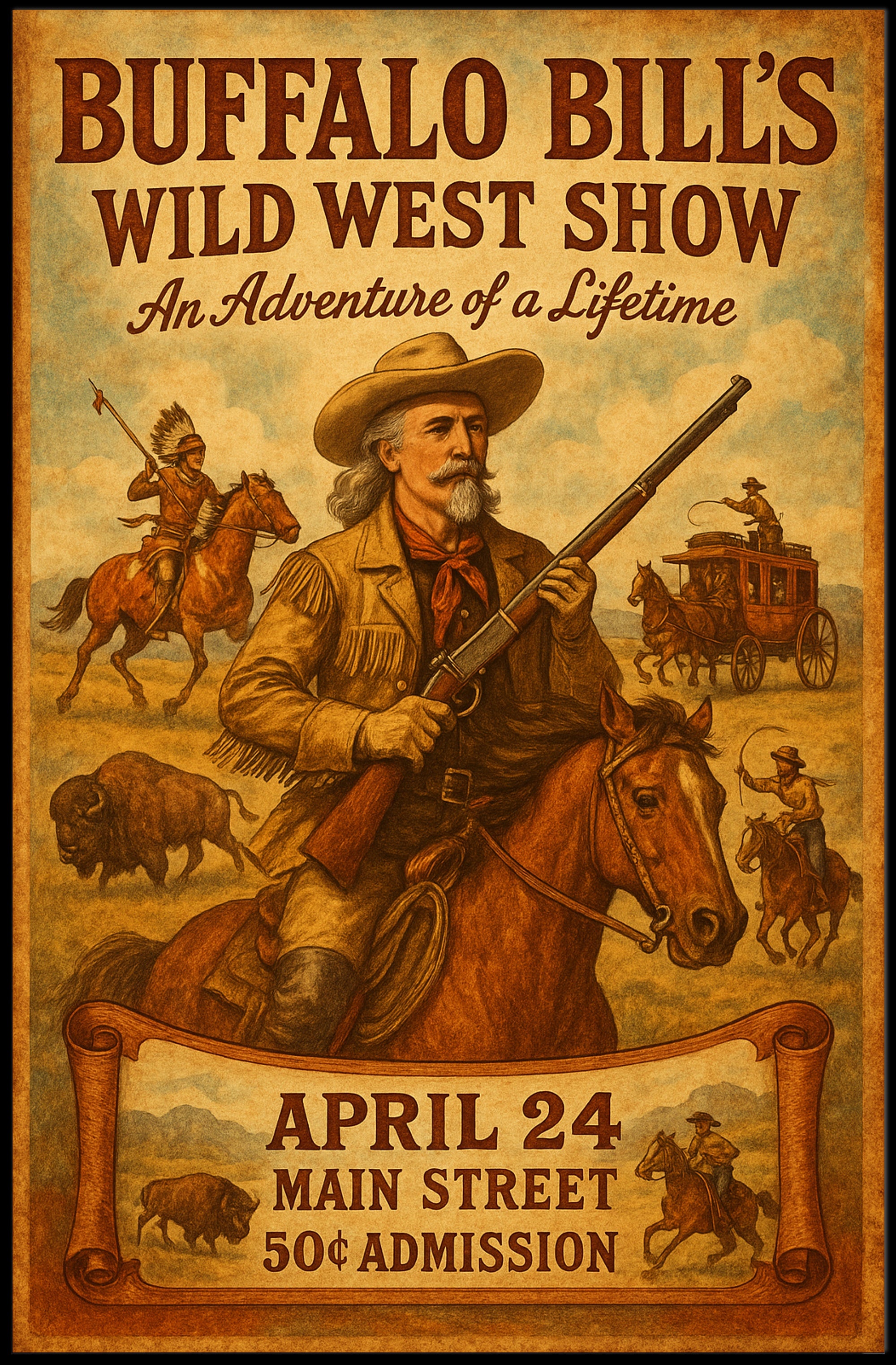 Buffalo Bill's Wild West Show Vintage Poster Art Print PosterGoat