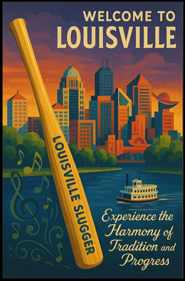 Welcome To Louisville Scenic Cityscape Art Inspiration Decor Lovers Wanderlust Souls Wall Art Poster