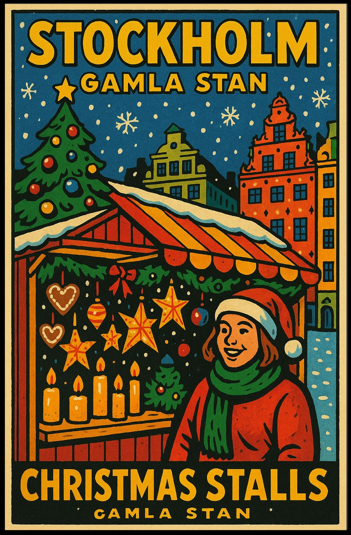 Stockholm Christmas Stalls Poster
