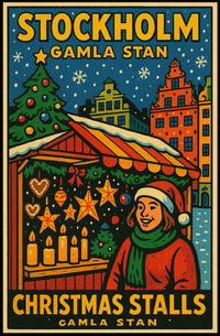 Stockholm Christmas Stalls Poster