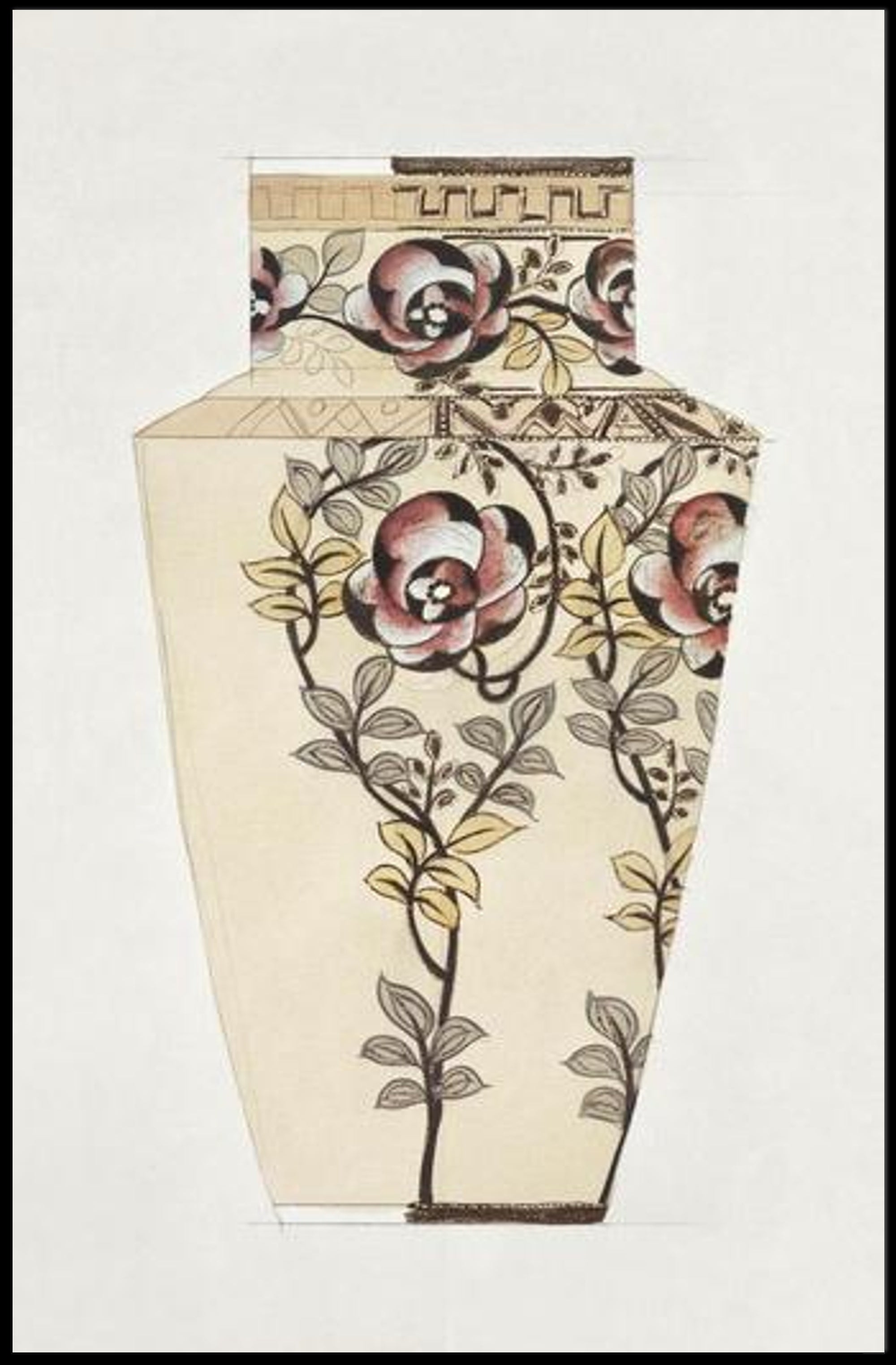 Floral Vase with Geometric Accent Poster