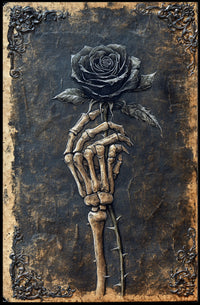 Skeletal Hand with Rose: Abstract, Artistic, or Pop Culture Poster