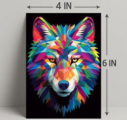 Vibrant Geometric Wolf Poster PosterGoat