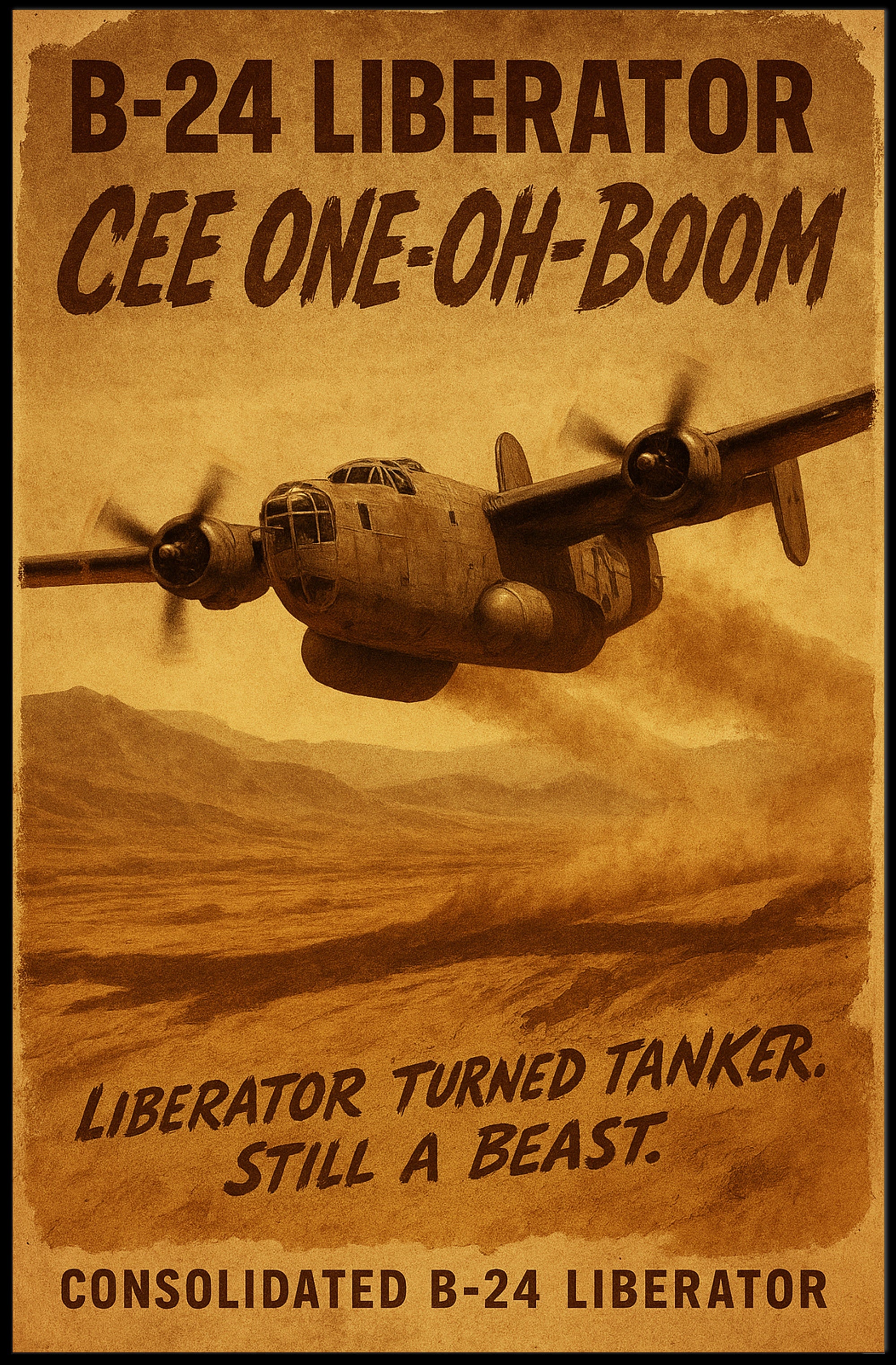 B-24 Liberator Vintage Art WWII Poster
