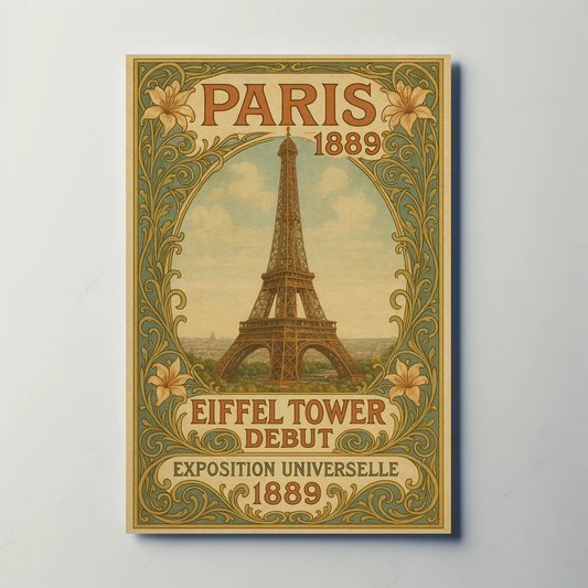 Paris 1889 Eiffel Tower Debut Art Nouveau Travel Poster