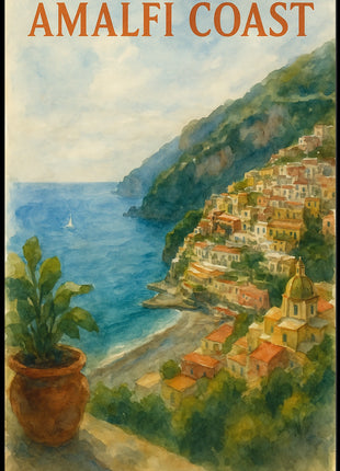 Amalfi Coast Poster Wall Art 18x24 Inches Seaside Decor