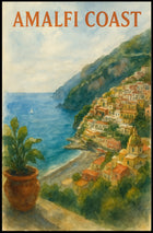 Amalfi Coast Poster Wall Art 18x24 Inches Seaside Decor