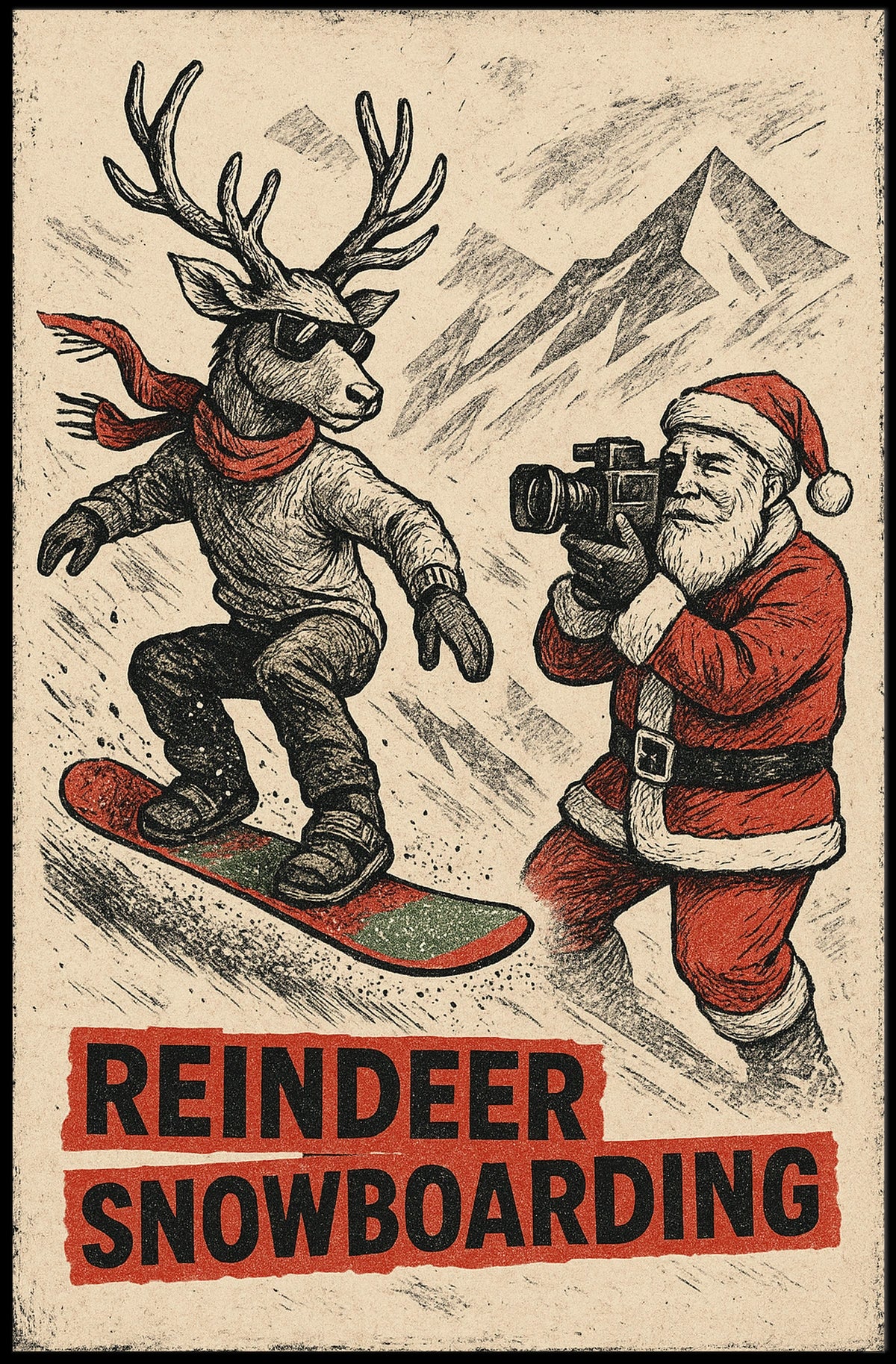 Reindeer Snowboarding Extravaganza Poster