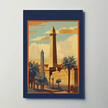 Egypt Obelisks Palm Trees Temples Vintage Travel Poster
