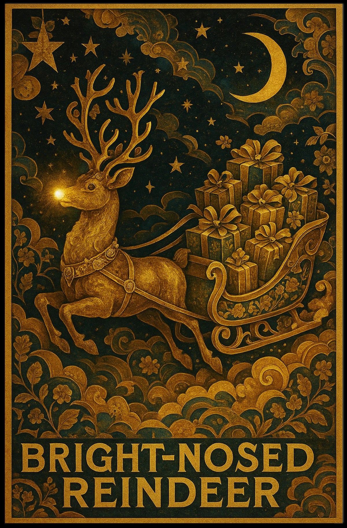 Bright-Nosed Reindeer Poster