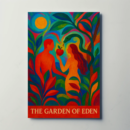 Garden Of Eden Abstract Adam Eve Colorful Poster