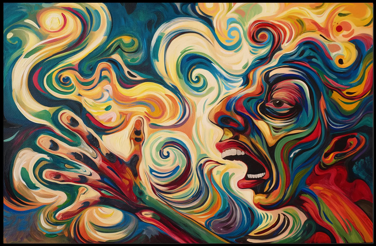 Vivid Abstract Face: Surreal Expression Art Poster