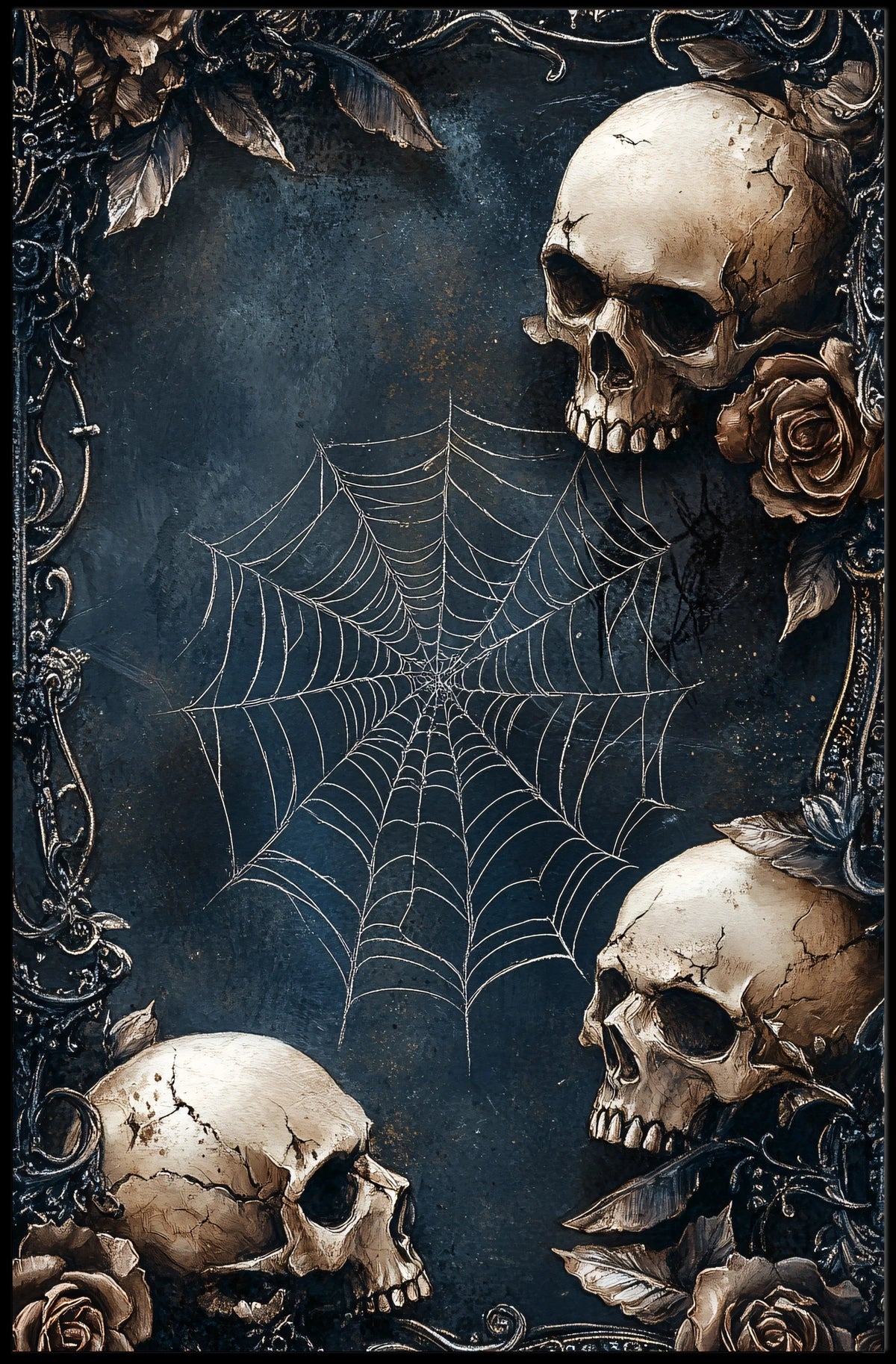 Gothic Skulls and Roses Art Print Poster