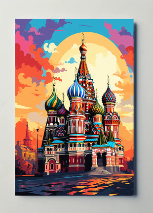 Vibrant Russian Landmark Illustration Cultural or Heritage Poster