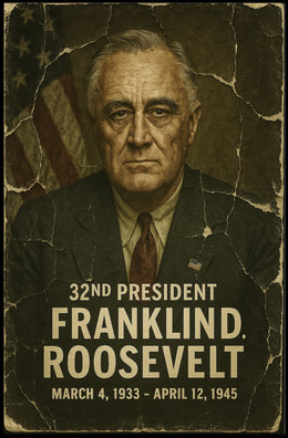 Franklin D. Roosevelt 32nd President of the United States Damaged Photograph Poster