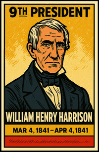 William Henry Harrison 9th President of the United States Inked Comic Style Poster