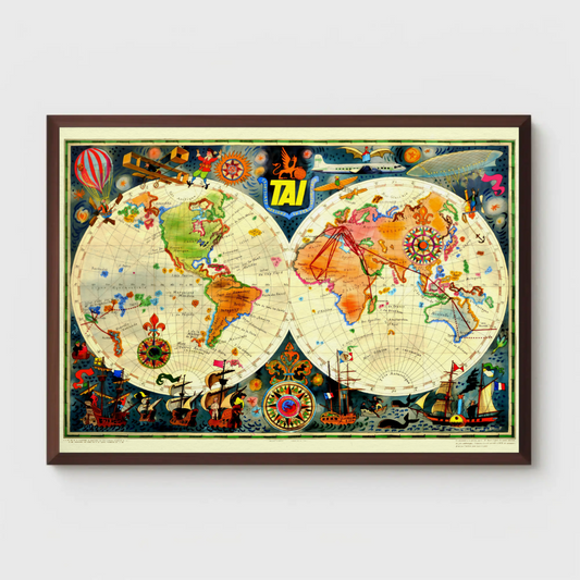 Vintage World Travel Map Poster