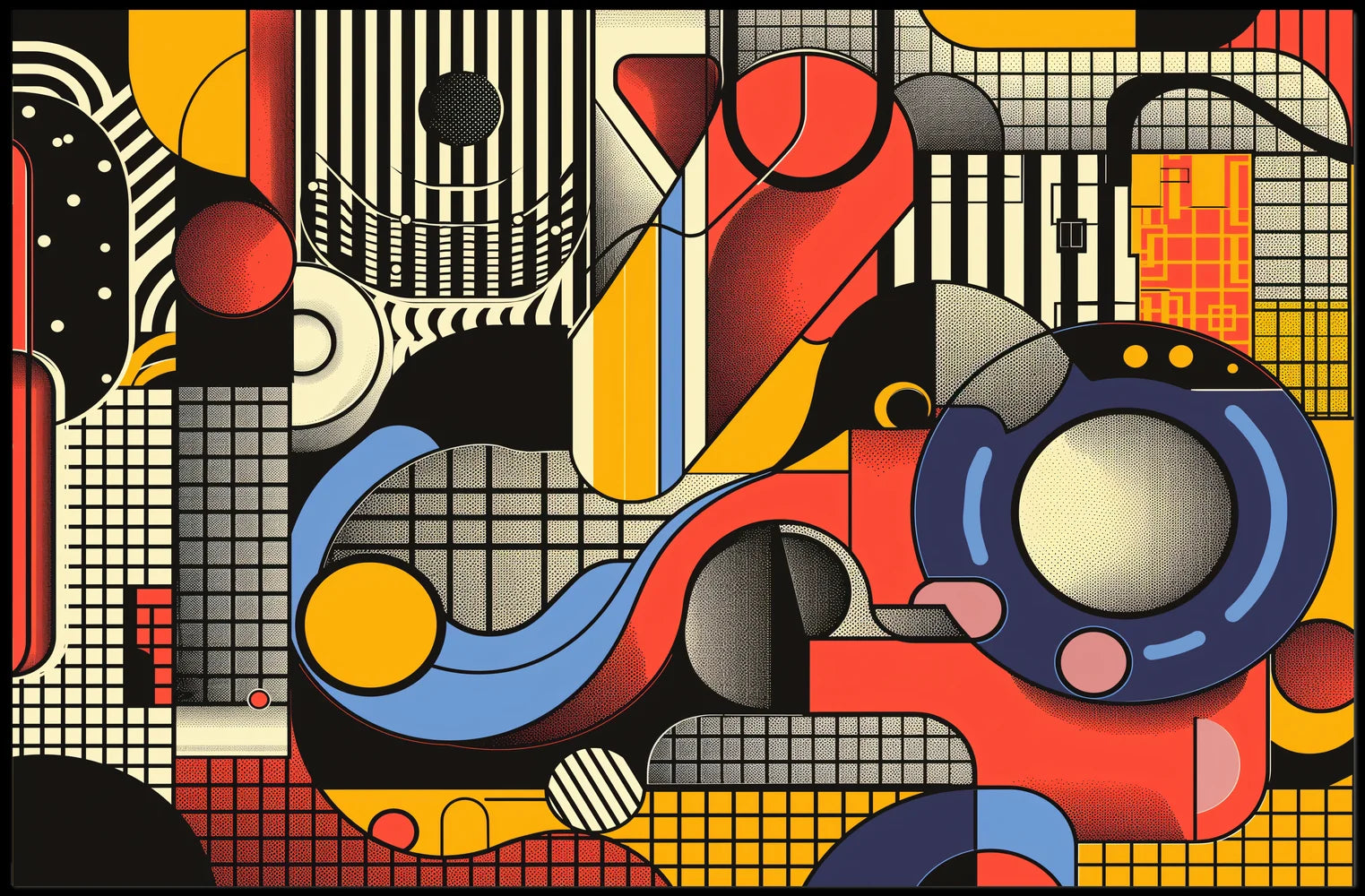 Vibrant Abstract Geometric Pop Art Poster Print