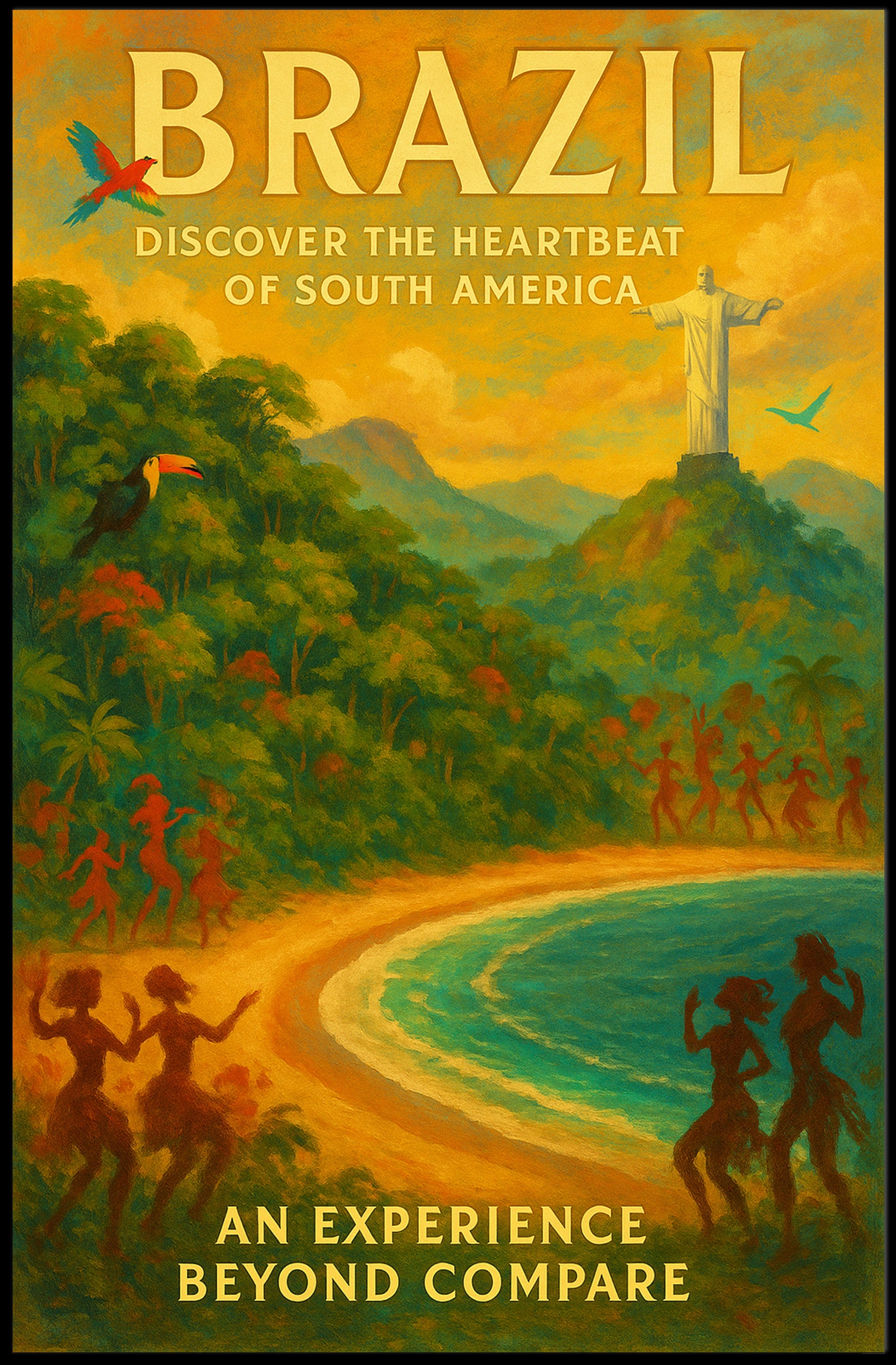 Brazil's Vibrant Adventure Travel Poster