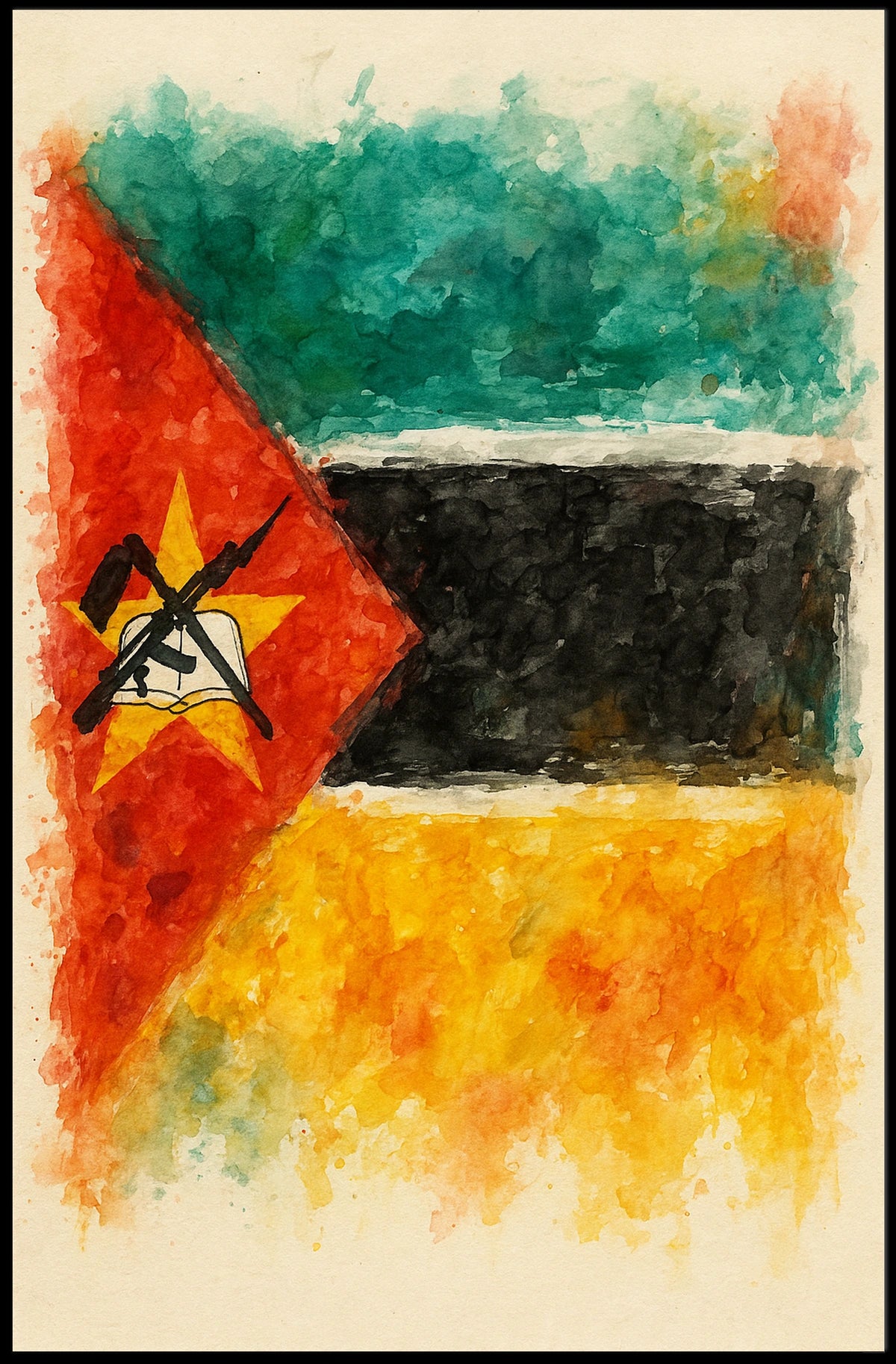 Mozambique Flag Artistic Poster