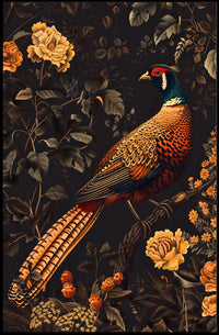 Majestic Pheasant Floral Harmony Poster